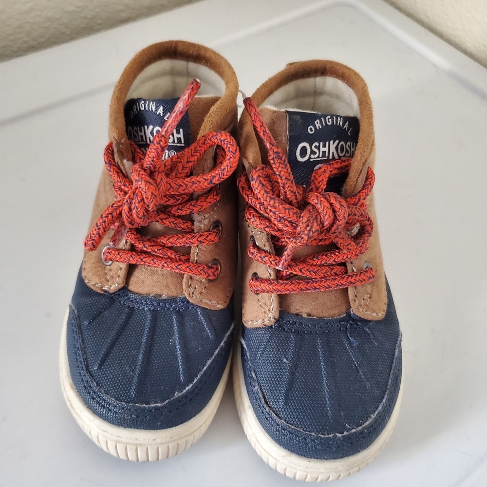 OshKosh Bgosh Toddler Boys Duck Boot Sneakers Navy Tan Orange Size 5M RAFFEO12